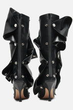 Flowering Girl Women Isabela Appliqué Ruched Knee-high boots - Black