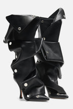Flowering Girl Women Isabela Appliqué Ruched Knee-high boots - Black