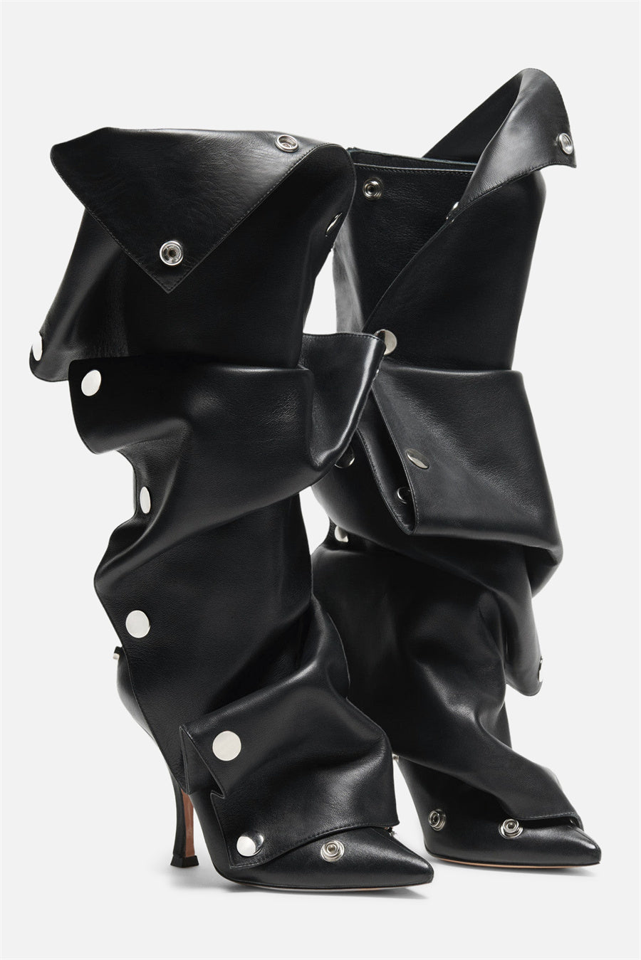 Flowering Girl Women Isabela Appliqué Ruched Knee-high boots - Black