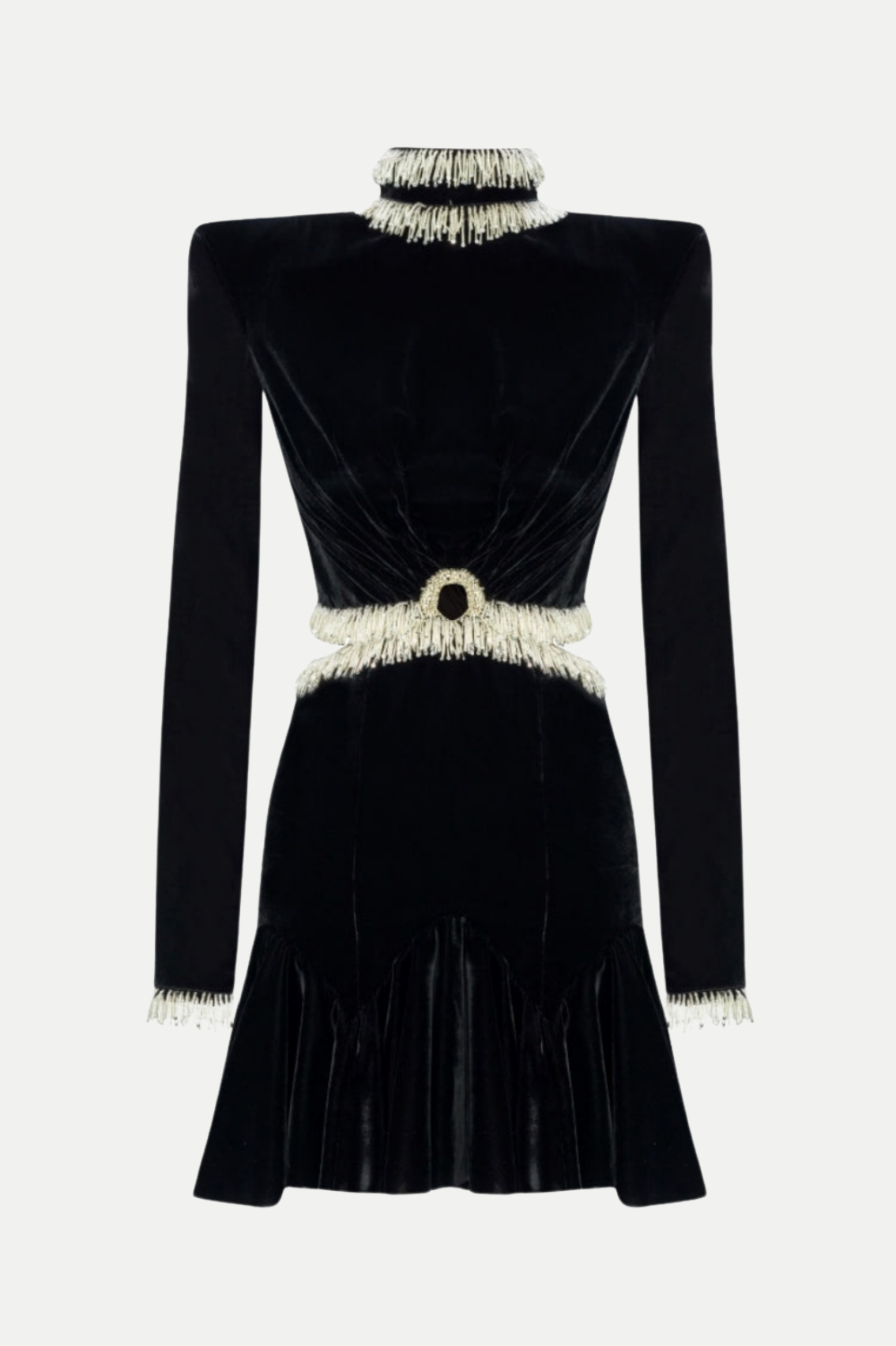 Flowering Girl Women Ishika Bead-Embellished Velvet Cutout Mini Dress