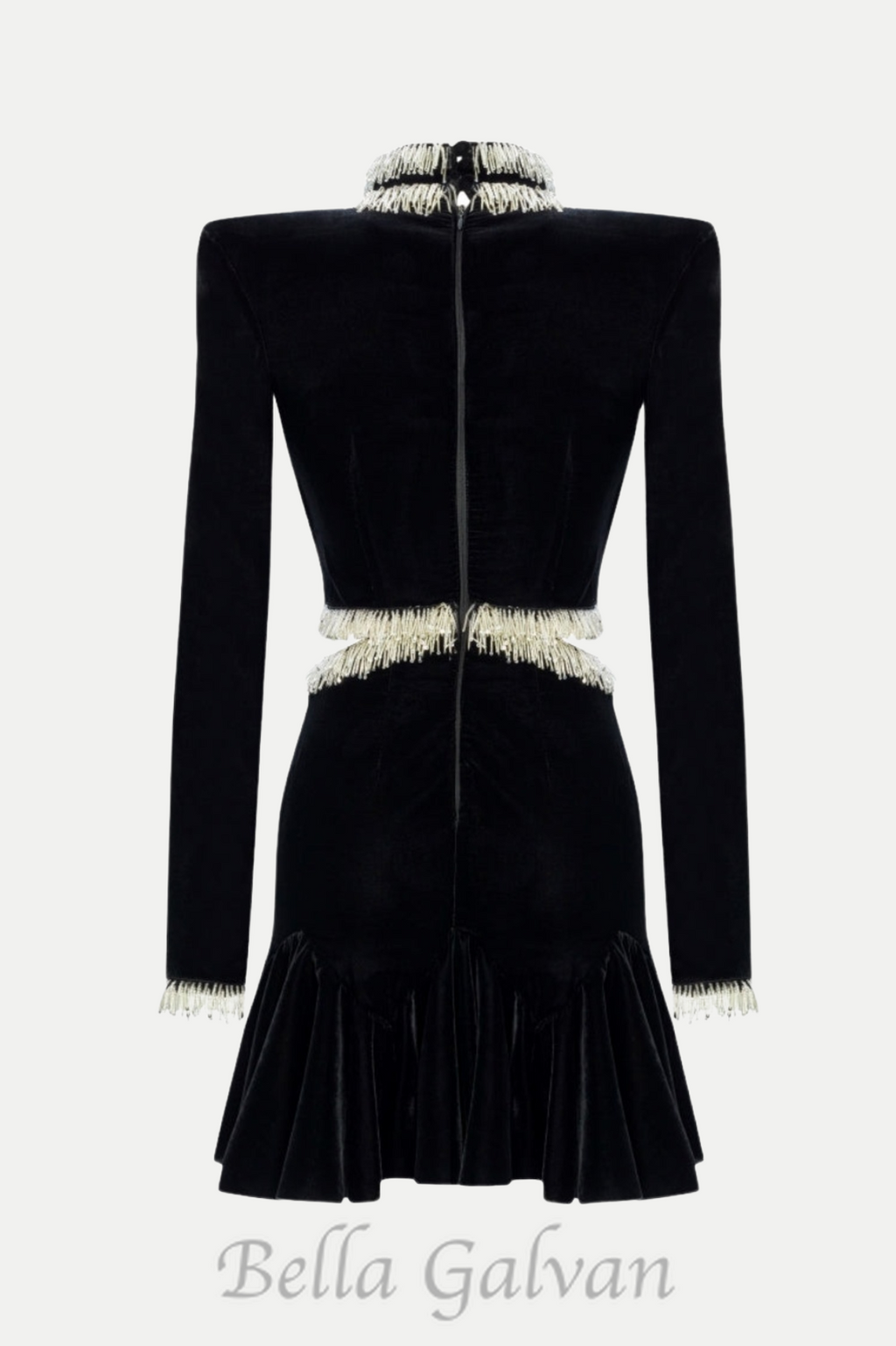 Flowering Girl Women Ishika Bead-Embellished Velvet Cutout Mini Dress