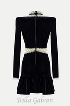 Flowering Girl Women Ishika Bead-Embellished Velvet Cutout Mini Dress