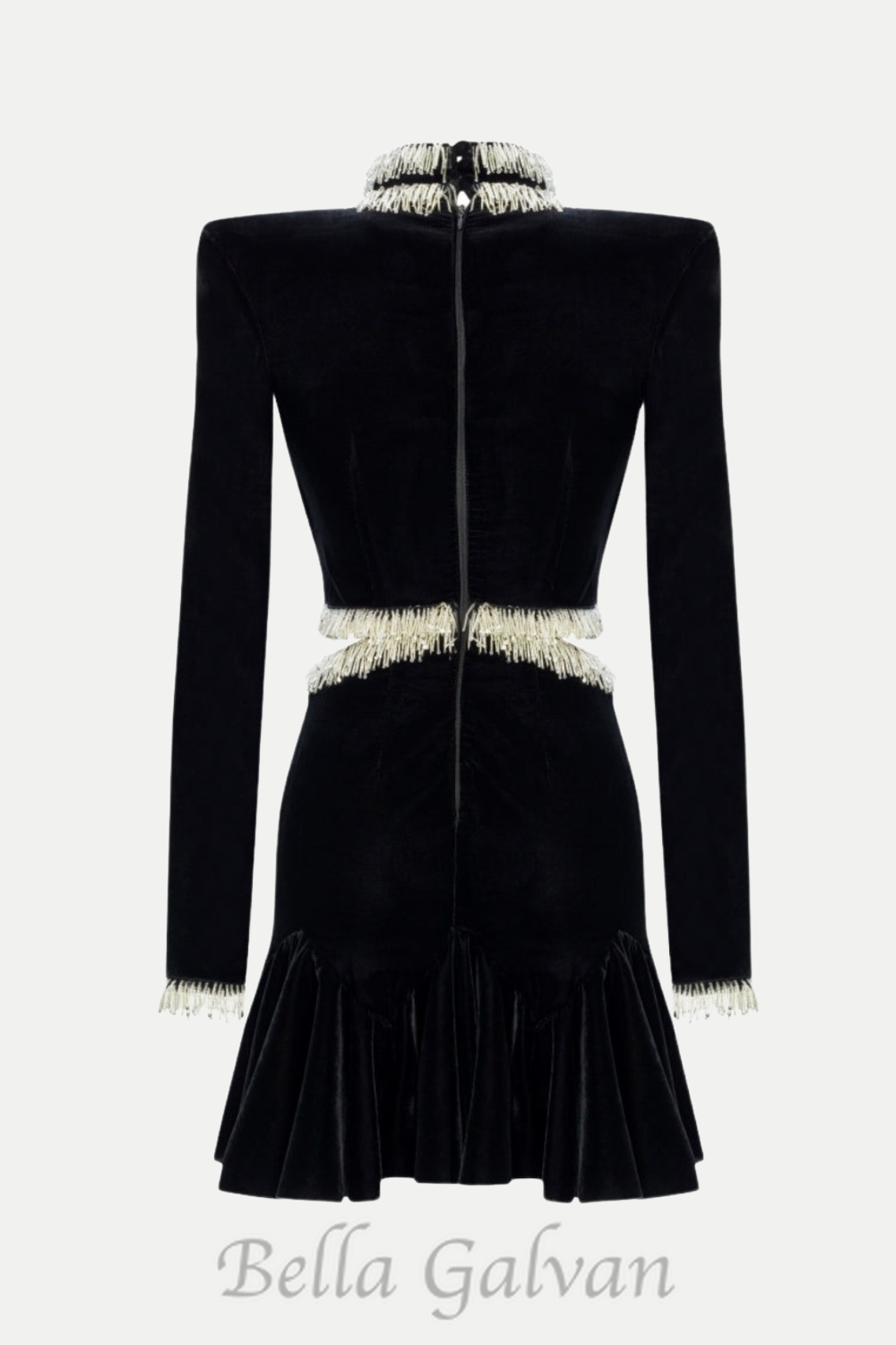 Flowering Girl Women Ishika Bead-Embellished Velvet Cutout Mini Dress