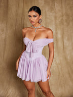 Flowering Girl Women Isidore Off Shoulder Mesh Mini Dress
