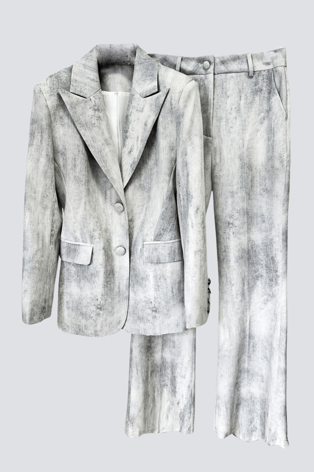 Flowering Girl Women Isleta Print Blazer Two Piece Set - Grey