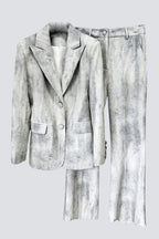Flowering Girl Women Isleta Print Blazer Two Piece Set - Grey