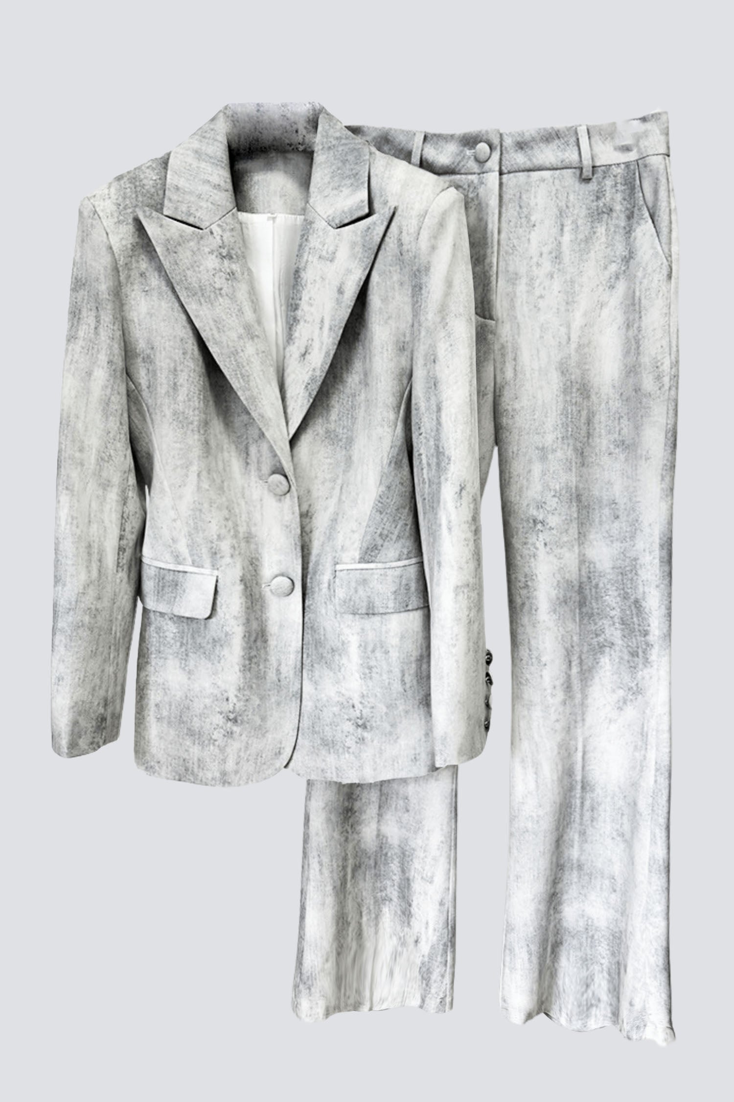 Flowering Girl Women Isleta Print Blazer Two Piece Set - Grey