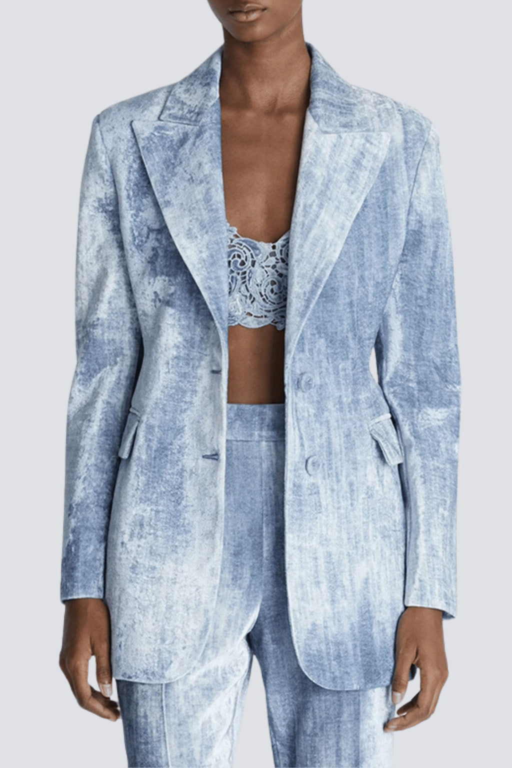 Flowering Girl Women Isleta Print Blazer Two Piece Set - Blue