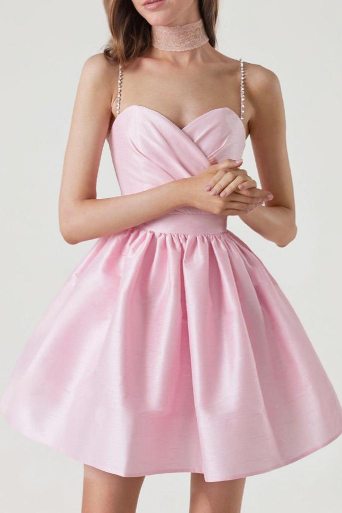 Flowering Girl Women Satin Ruffle Hem Mini Dress