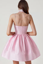 Flowering Girl Women Satin Ruffle Hem Mini Dress