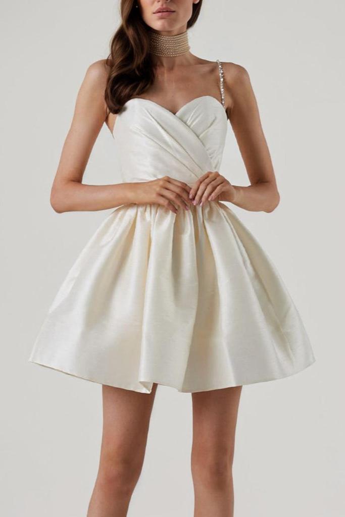 Flowering Girl Women Satin Ruffle Hem Mini Dress