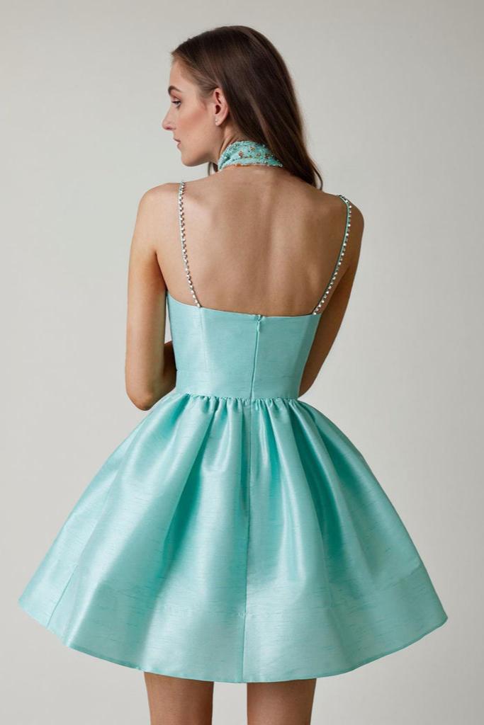 Flowering Girl Women Satin Ruffle Hem Mini Dress