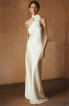 Flowering Girl Women 3D Floral Satin Solid Maxi Dress