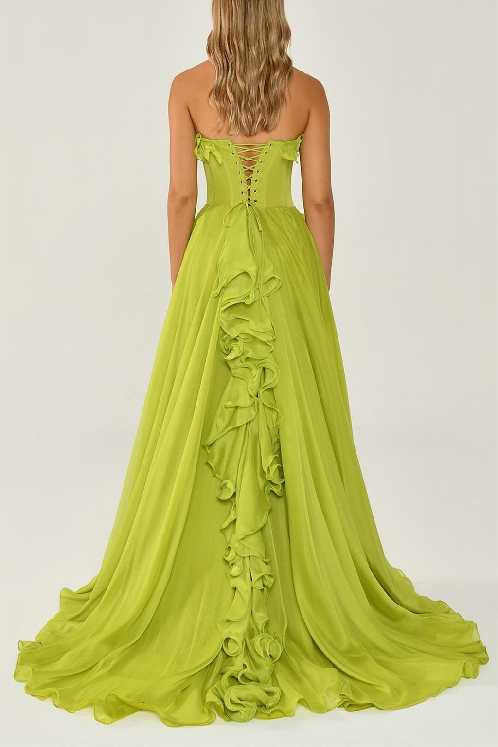 Flowering Girl Women Solid Frill Sweetheart Neck Sleeveless Maxi Dress