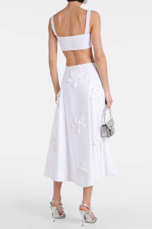 Flowering Girl Women 3D Floral High Waist Pocket Skirt