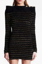 Flowering Girl Women Carlin Jersey Stripe Long Sleeve Mini Dress In Black