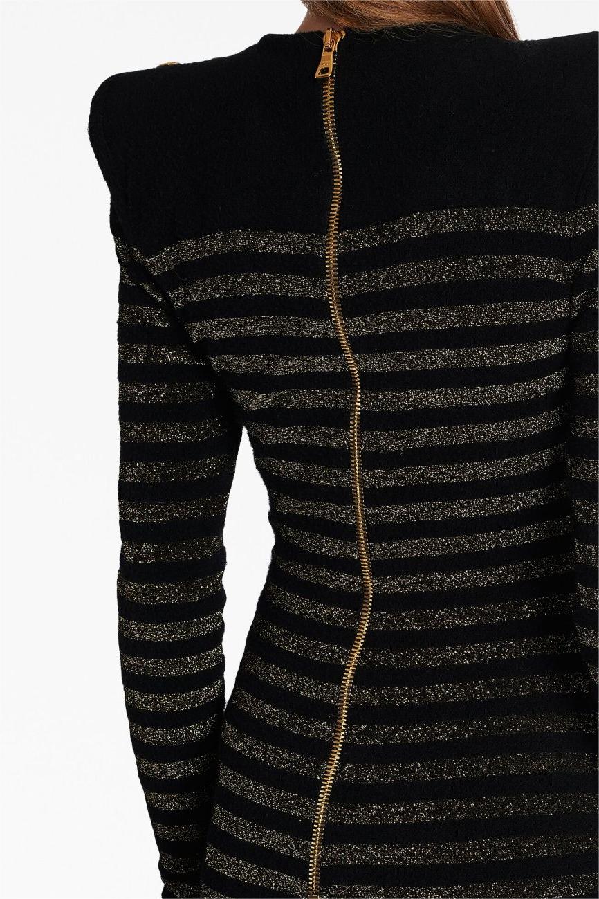 Flowering Girl Women Carlin Jersey Stripe Long Sleeve Mini Dress In Black