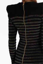 Flowering Girl Women Carlin Jersey Stripe Long Sleeve Mini Dress In Black