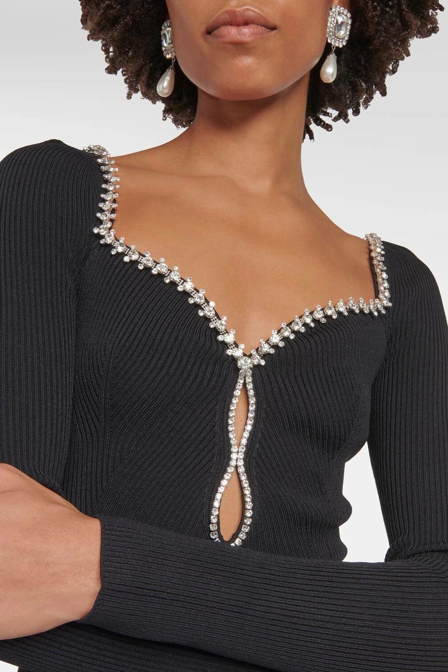 Flowering Girl Women Knit Solid Rhinestone Mini Dress