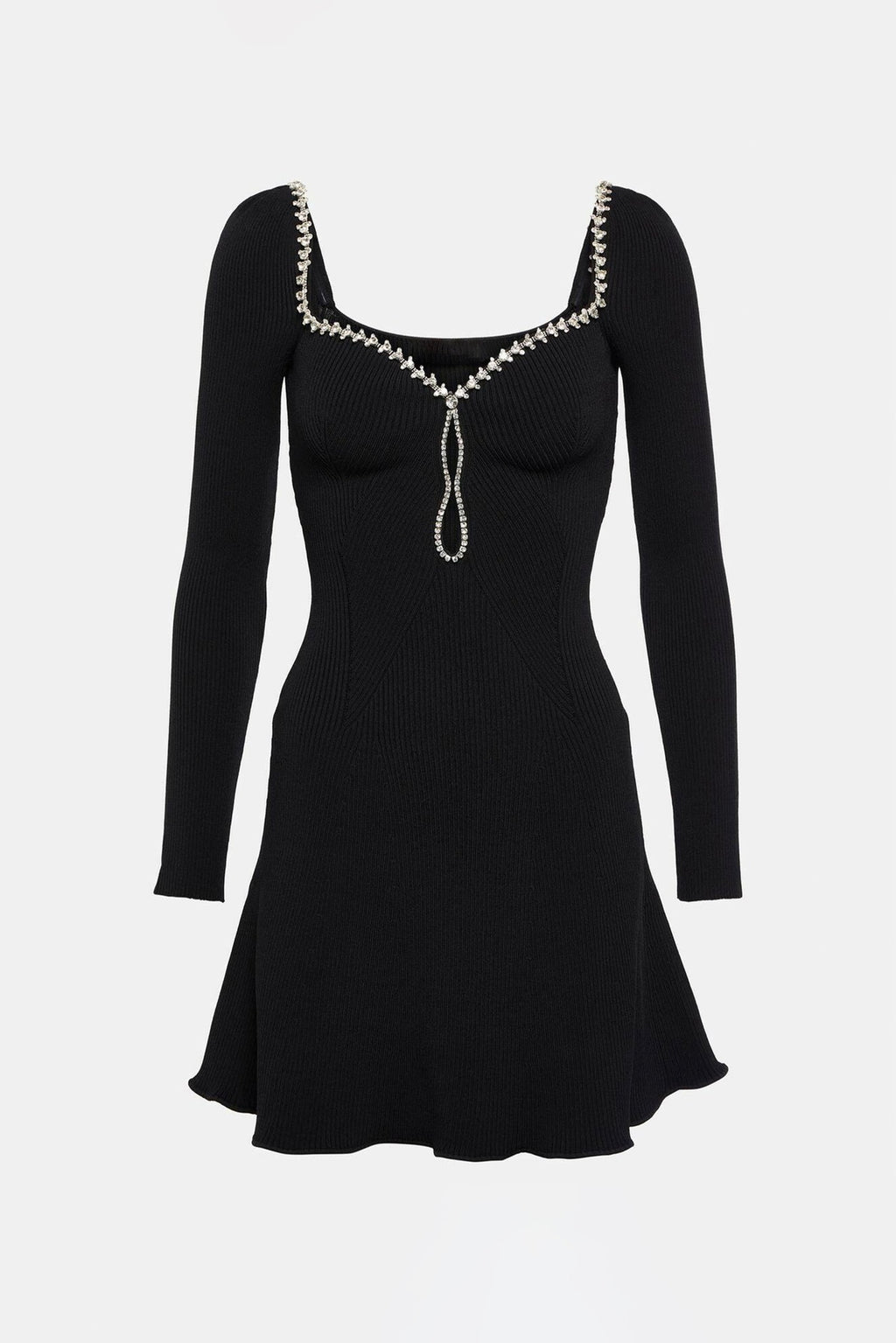 Flowering Girl Women Knit Solid Rhinestone Mini Dress
