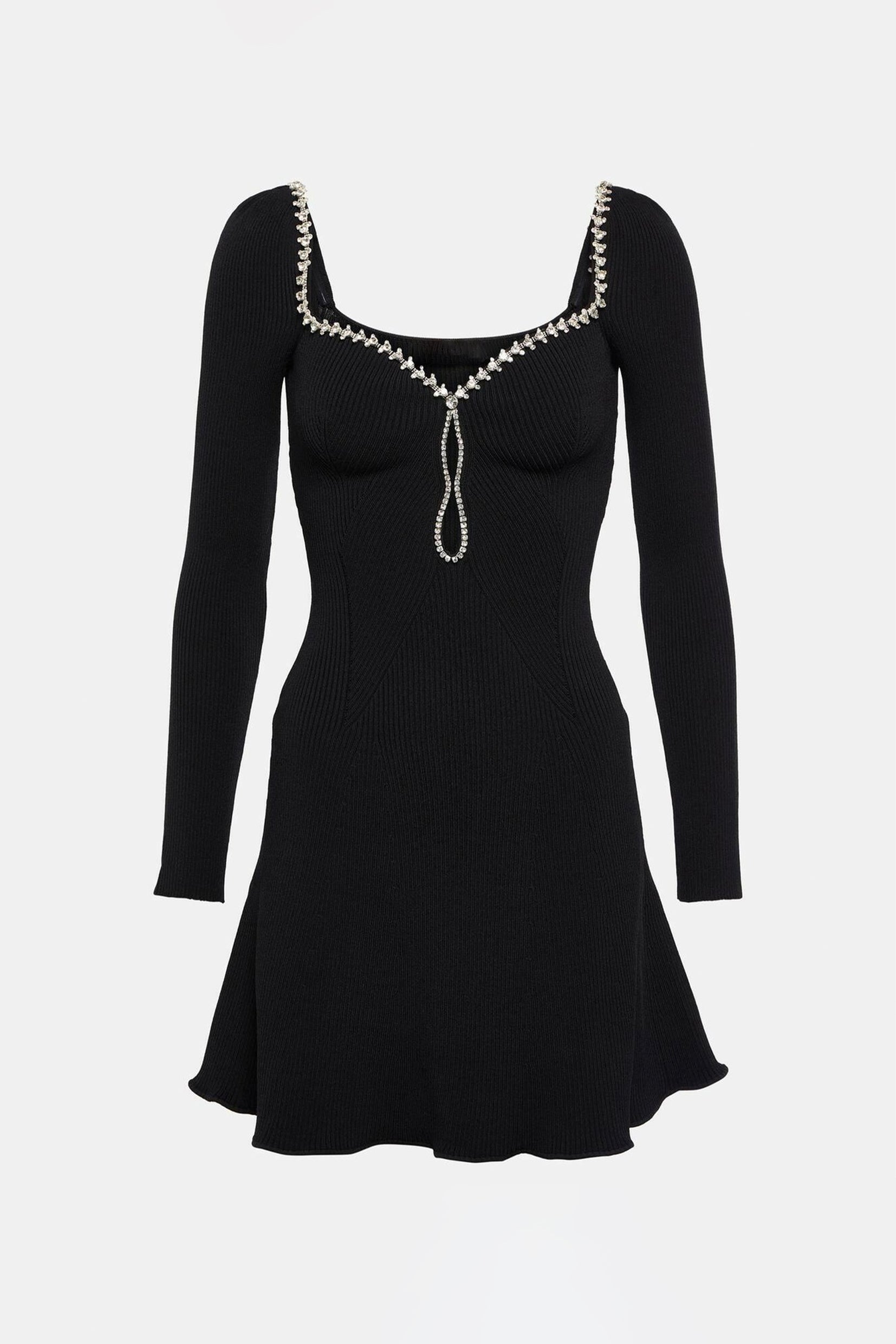 Flowering Girl Women Knit Solid Rhinestone Mini Dress
