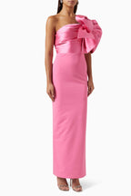 Flowering Girl Women Satin Bow Sleeveless Midi Dress