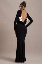 Flowering Girl Women Jersey Bow Backless Midi Dress
