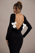 Flowering Girl Women Jersey Bow Backless Midi Dress