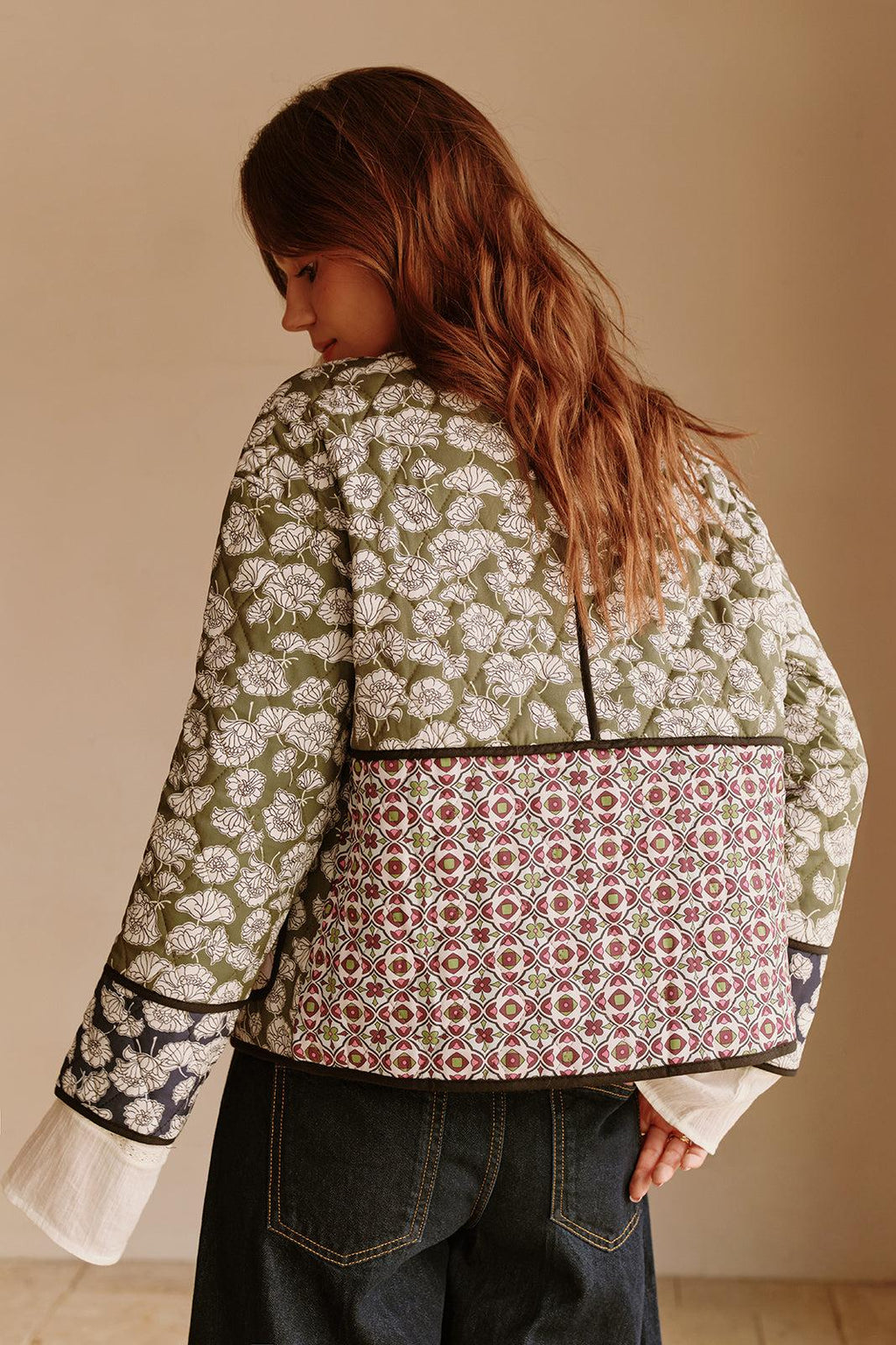 Flowering Girl Women multicolor Floral Pocket Quilted Coat