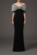 Flowering Girl Women crystal bow crêpe maxi dress in Black