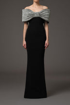 Flowering Girl Women crystal bow crêpe maxi dress in Black