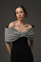 Flowering Girl Women crystal bow crêpe maxi dress in Black