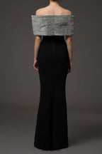 Flowering Girl Women crystal bow crêpe maxi dress in Black