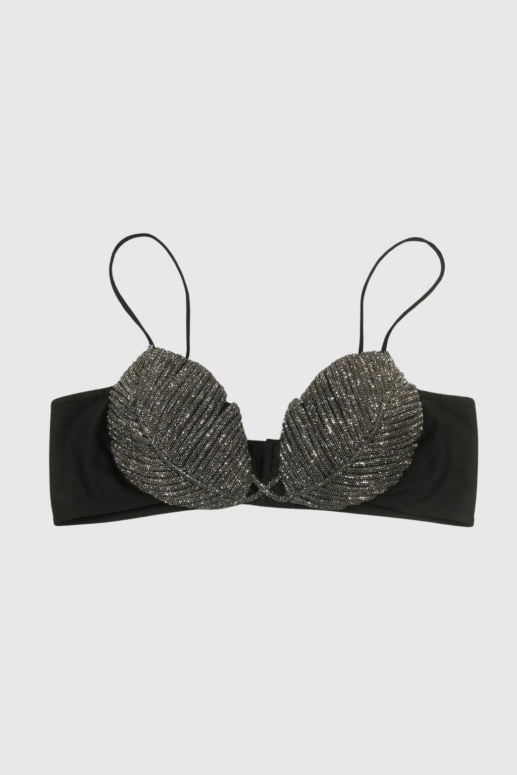 Flowering Girl Women Leaf Crystal Bralette - Black