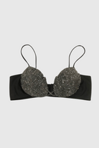 Flowering Girl Women Leaf Crystal Bralette - Black