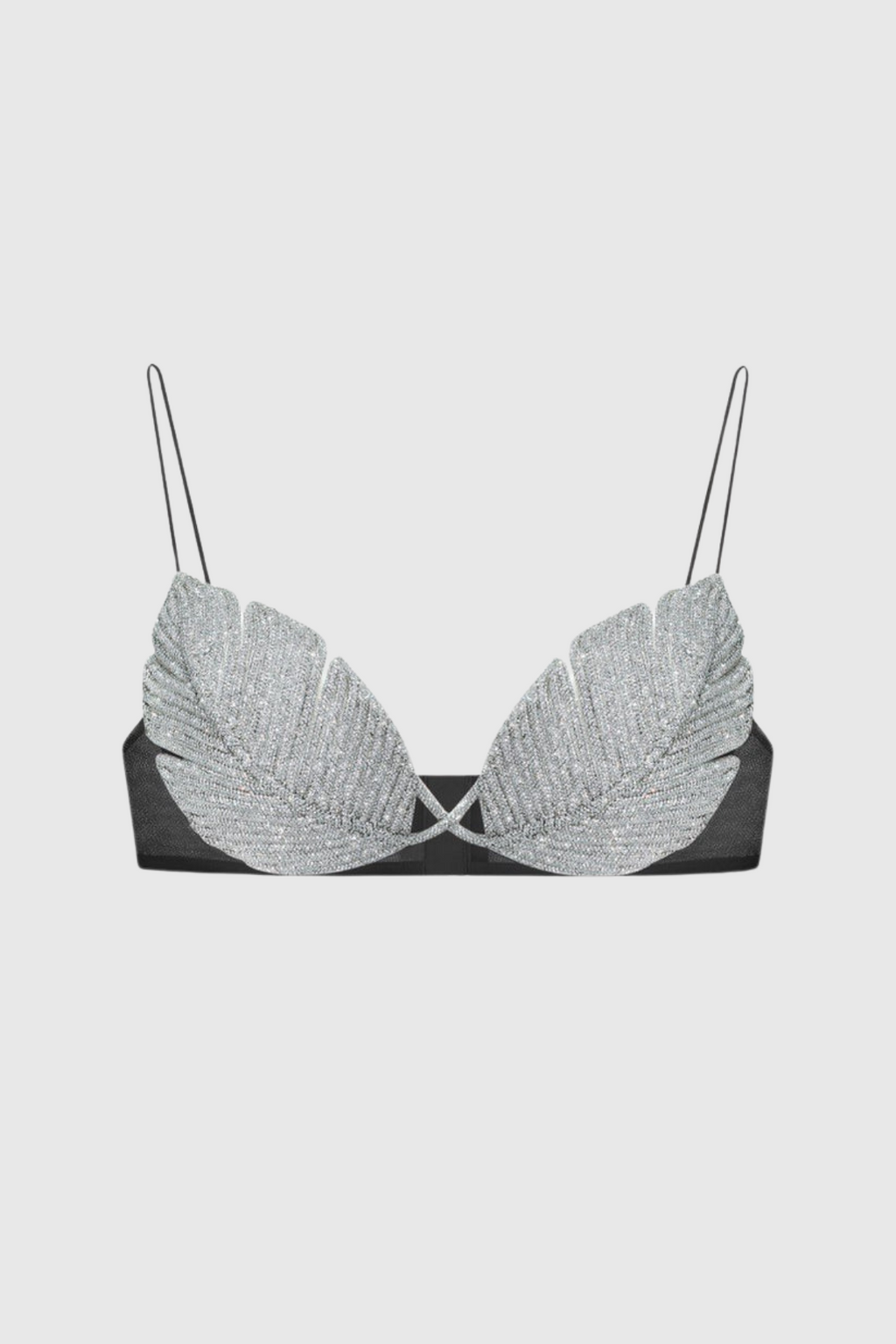 Flowering Girl Women Leaf Crystal Bralette - Black