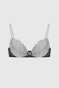 Flowering Girl Women Leaf Crystal Bralette - Black