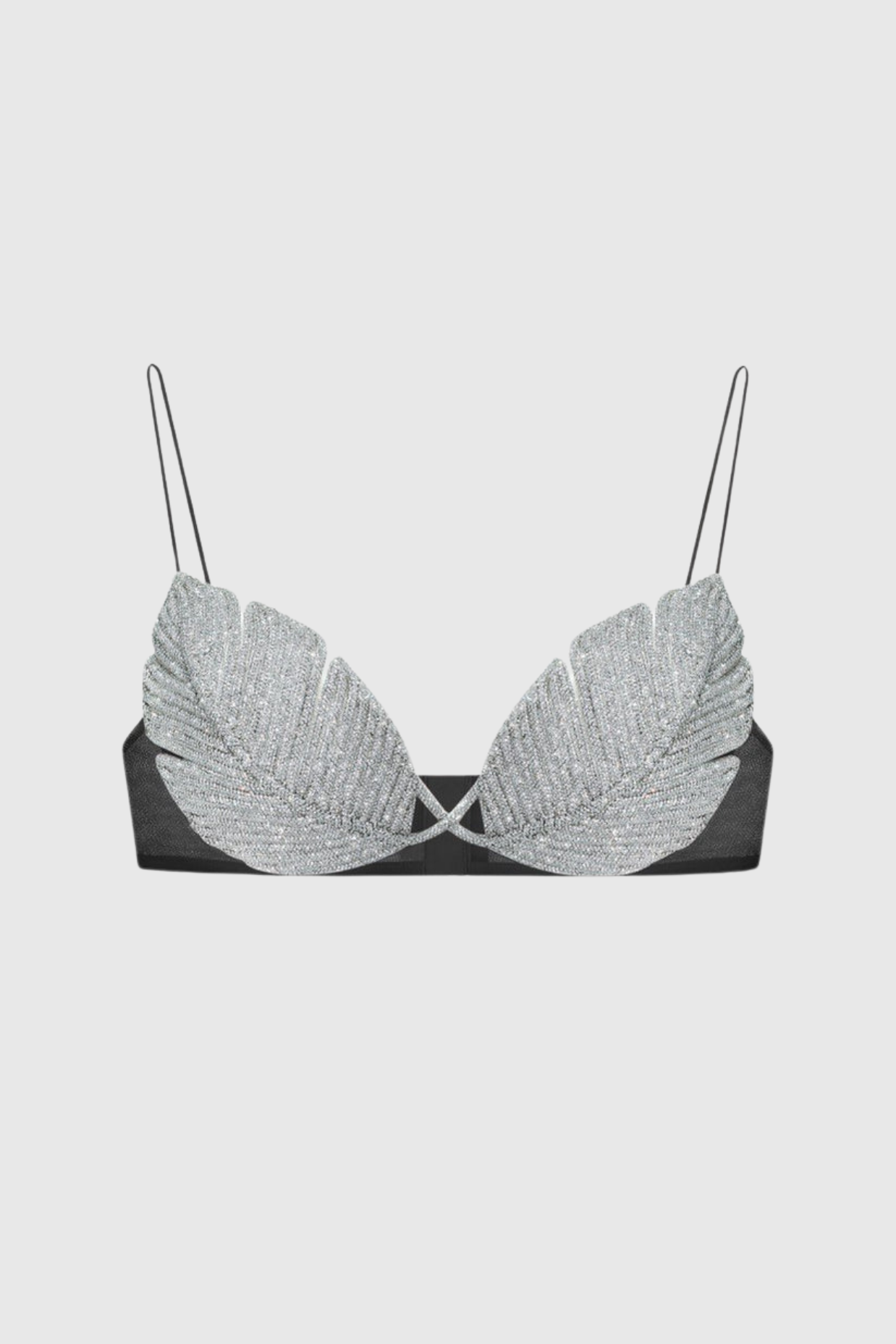 Flowering Girl Women Leaf Crystal Bralette - Black