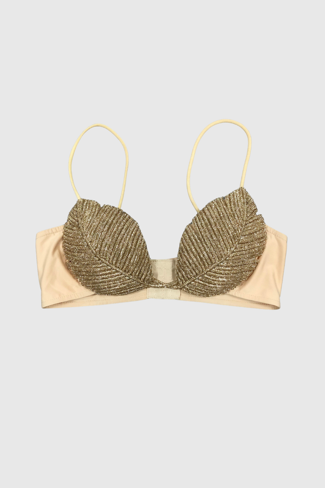 Flowering Girl Women Leaf Crystal Bralette - Gold