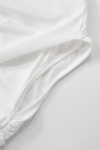 Flowering Girl Women zenobia Asymmetric Shawl One Shoulder Ruched Mini Dress in White