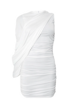 Flowering Girl Women One Shoulder Ruched Mini Dress - White