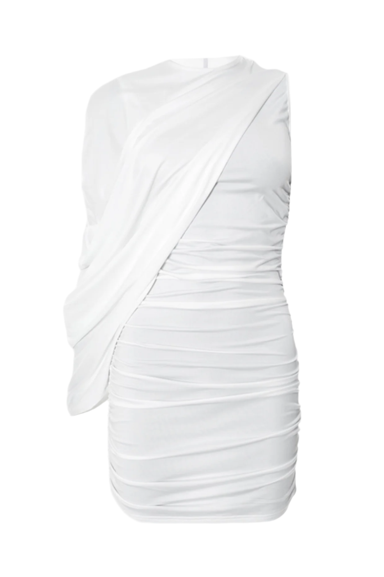 Flowering Girl Women One Shoulder Ruched Mini Dress - White