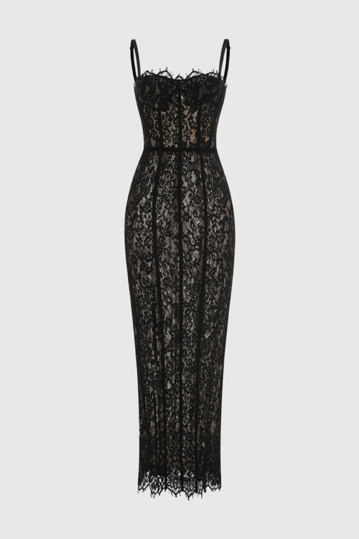 Freda Lace Corset Maxi Dress In Black