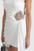 Flowering Girl Women Janett One Shoulder Floral Embellished Mini Dress - White