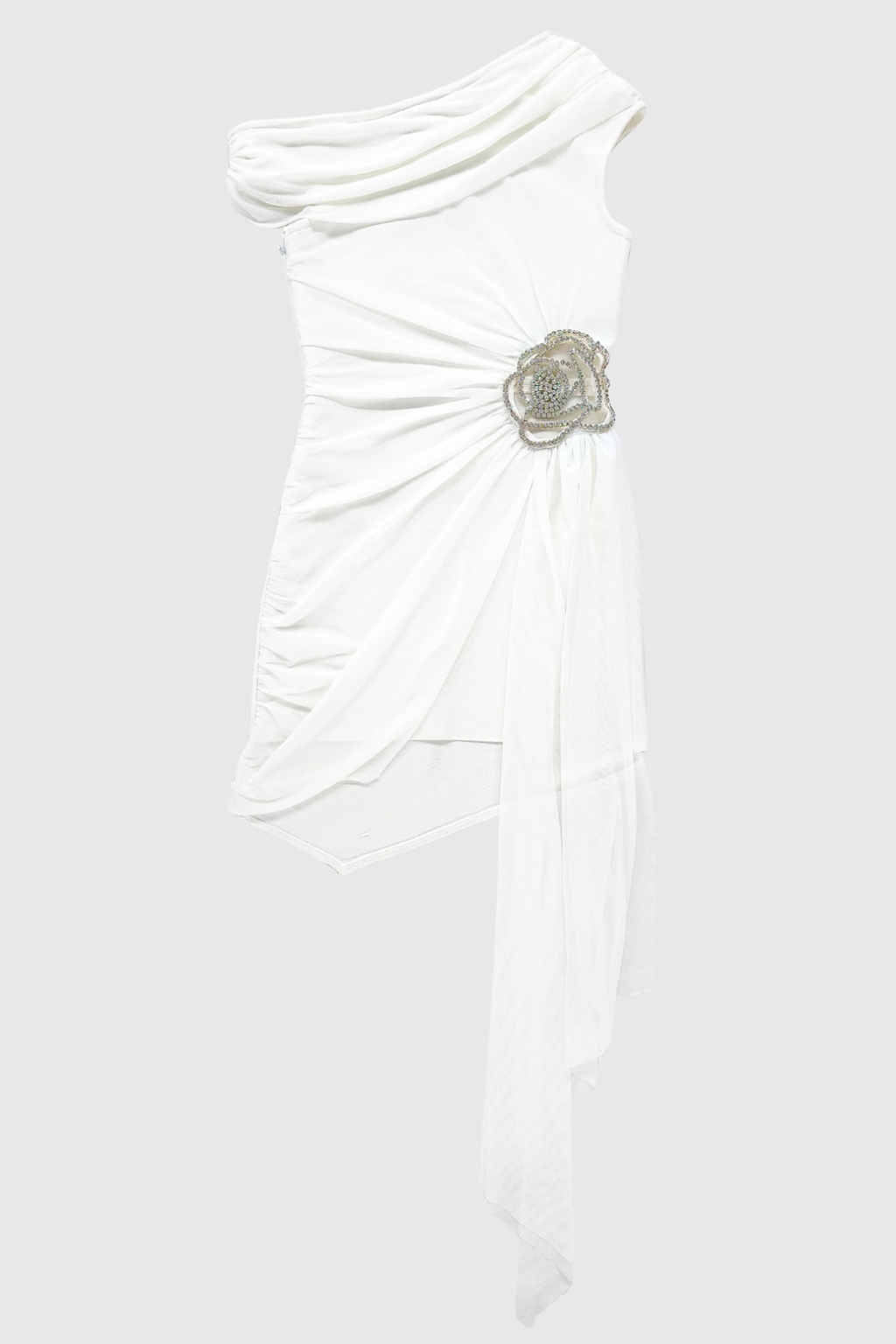 Flowering Girl Women Janett One Shoulder Floral Embellished Mini Dress - White