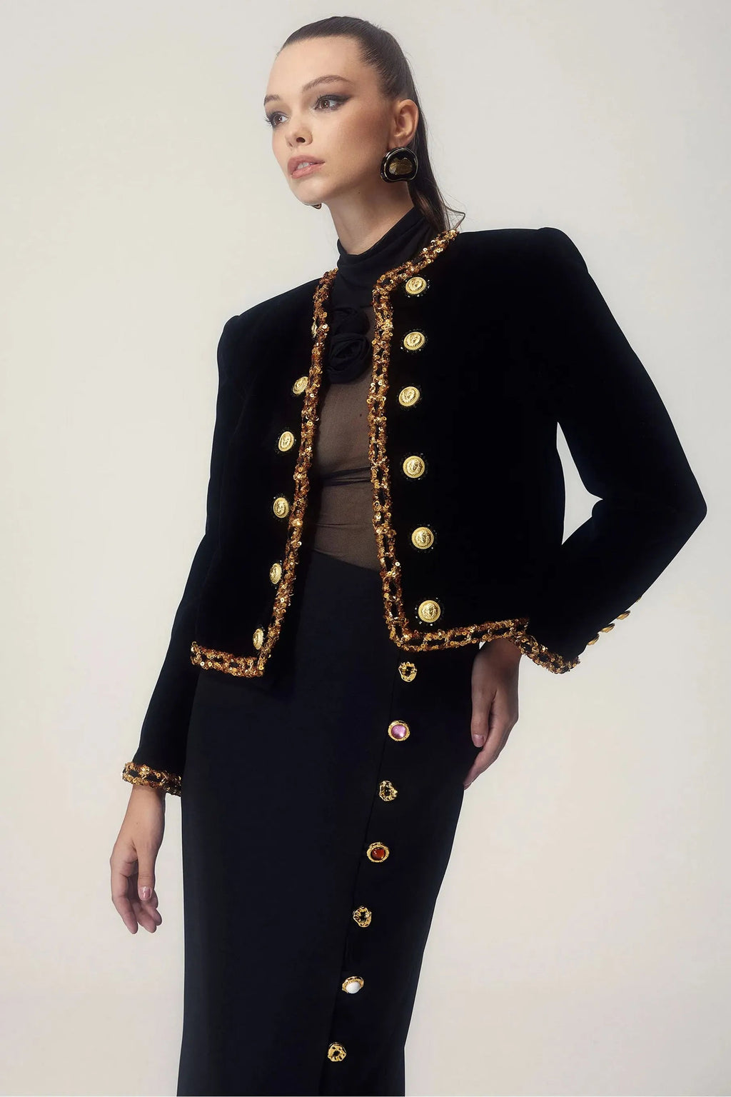 Flowering Girl Women Janice Sequin Embroidery Velvet Jacket