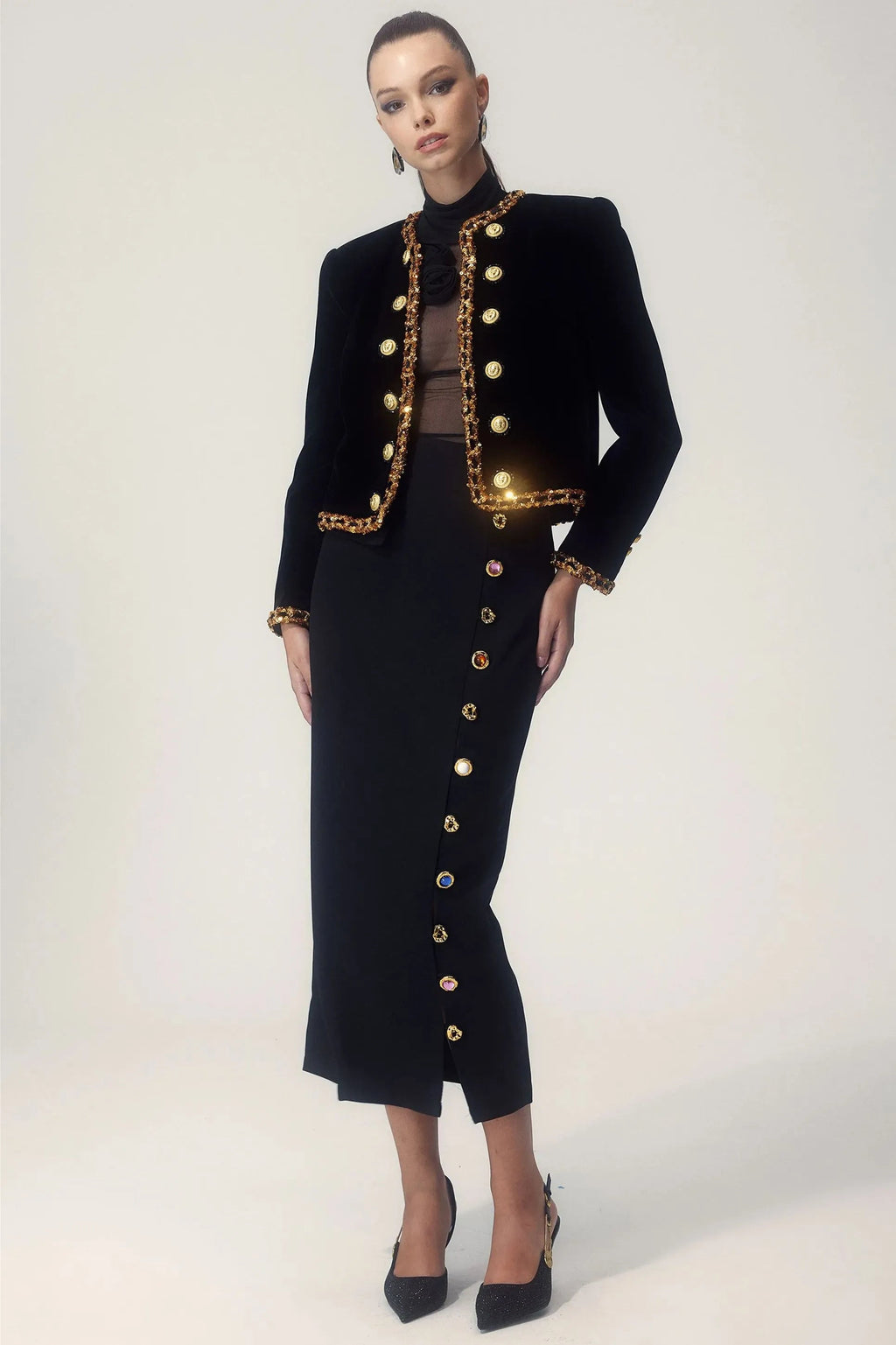 Flowering Girl Women Janice Sequin Embroidery Velvet Jacket