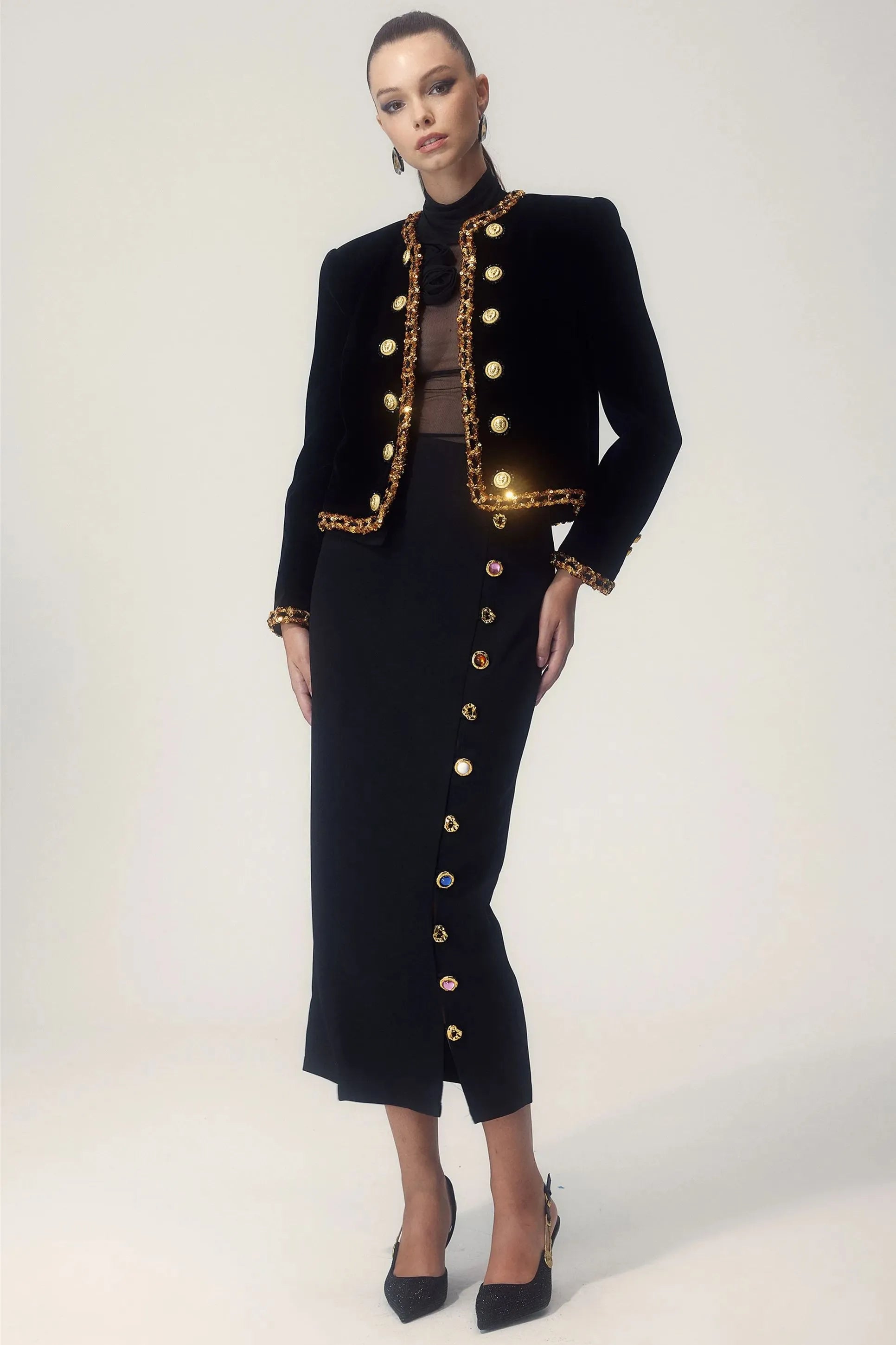 Flowering Girl Women Janice Sequin Embroidery Velvet Jacket