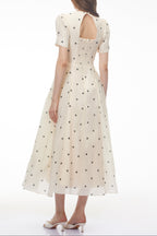 Javaneh White Polka Dot Maxi Dress