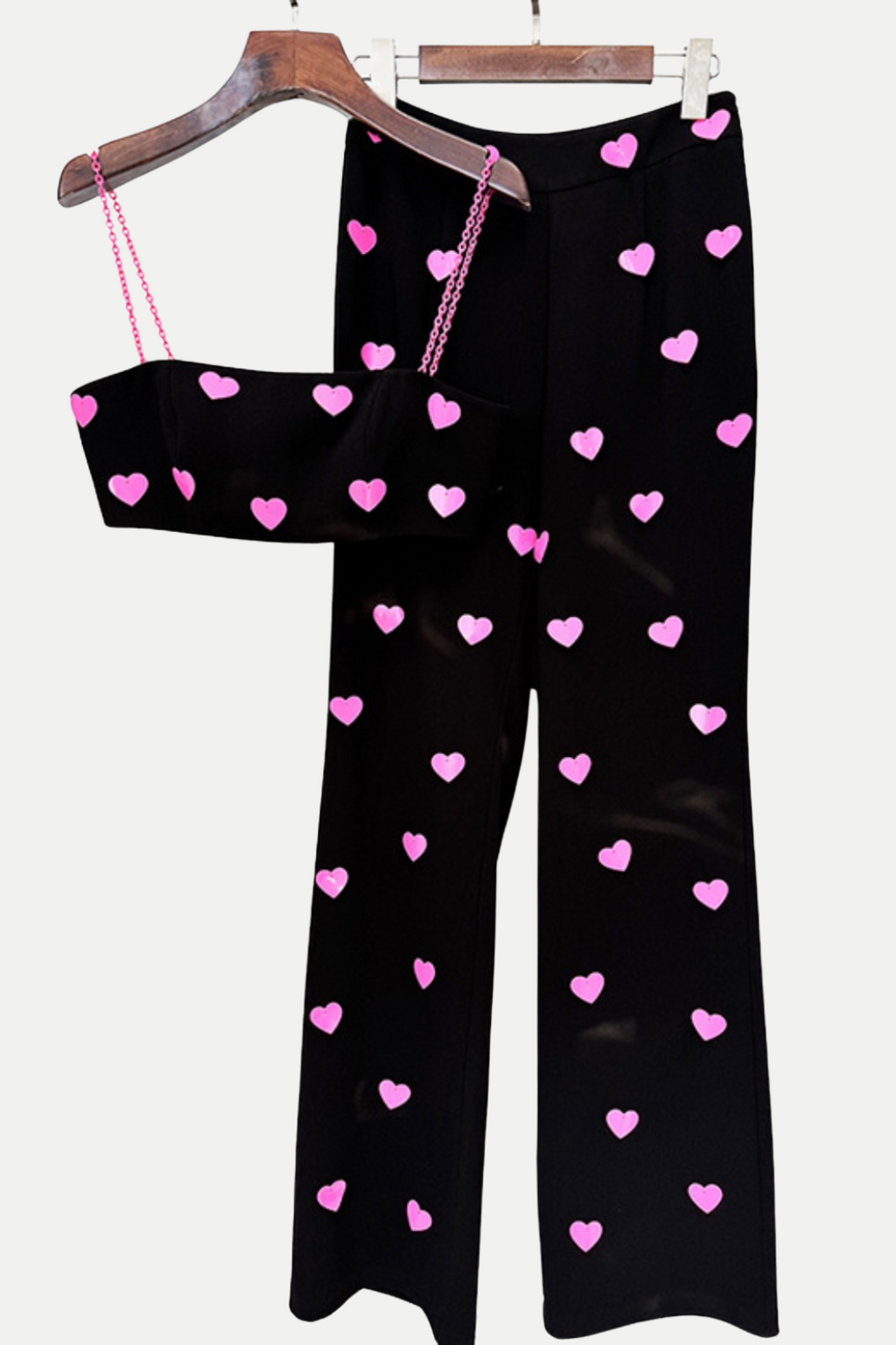 Flowering Girl Women Jawel Heart Sequin Two Piece Set